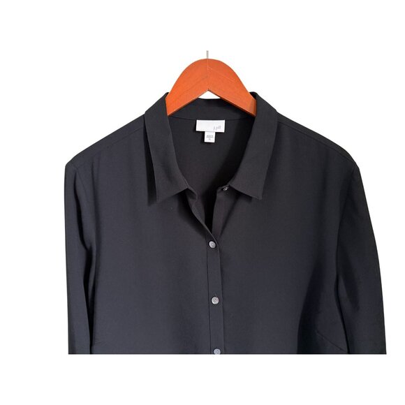 J.Jill Black Long Sleeve Button-Down Tunic Shirt XL 100% Polyester Womens Relaxe - Picture 4 of 8
